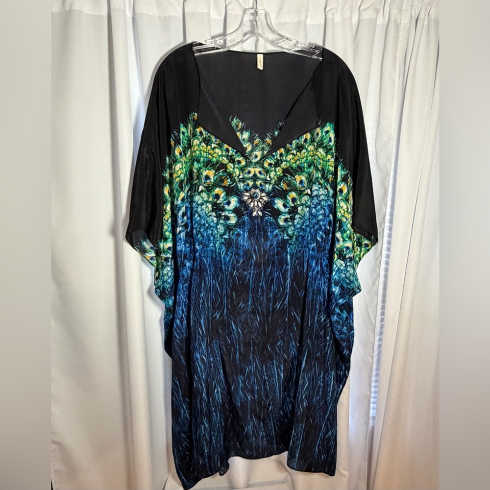 GOTTEX Blue Peacock Coverup/Caftan sz Large